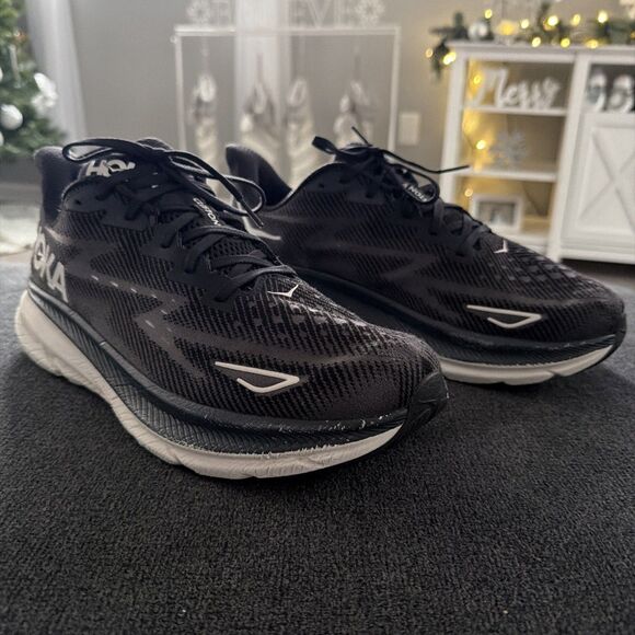 Hoka Clifton 9 Sneakers Mens Black Athletic Shoes Size 12 - Picture 3 of 7